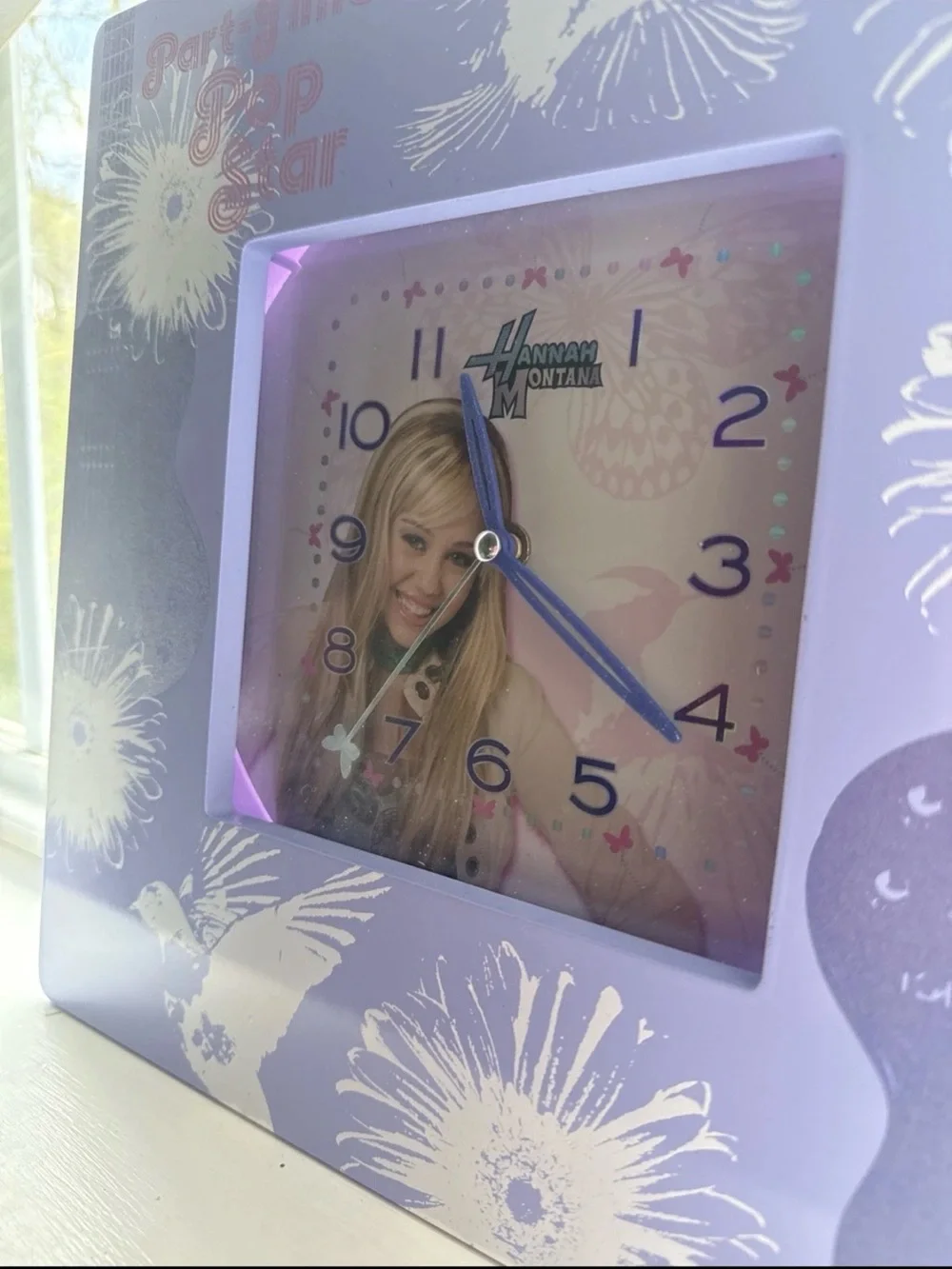 Disney Hannah Montana Clock Y2K Girls Collectible Miley Cyrus Purple Not Tested